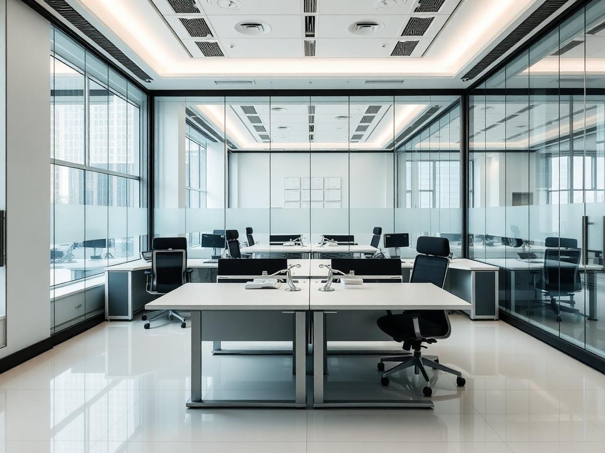 Bureau moderne propre avec cloisons vitrées à Montréal