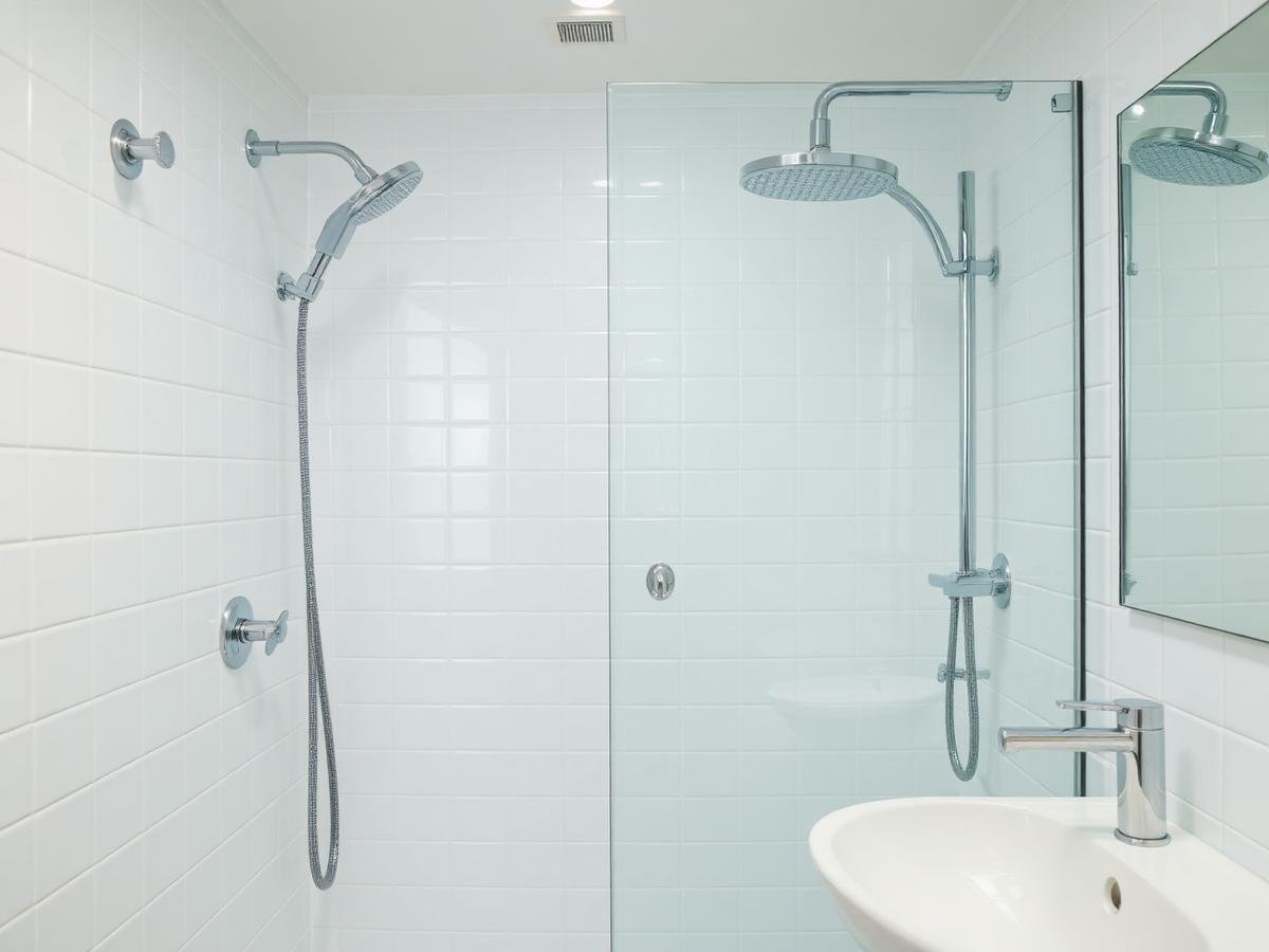 Détail d'une salle de bain étincelante après nettoyage en profondeur
